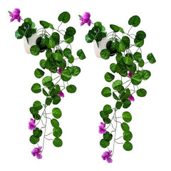 fancymart Artificial Flower Plant Home Décor with Small Size Pot | Pack of 2 | Plant Hanging for Home Decor | Office Decor (DESIGN-01)