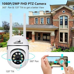 Grousale 3 MP FHD WiFi Indoor Mini Fox Ptz Security Camera with Color Night Vision, 360° Ptz Rotation, Motion Tracking, Two Way Audio and Multi Users View