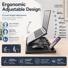 CALINA LUXE Laptop Stand with Detachable Mouse Pad for Table, Black Color