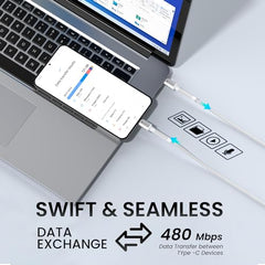 Portronics Konnect X 60W Type C to Type C Unbreakable Nylon Braided Cable, 1M Fast Charging Cable for iPhone 15 series, iPad, Samsung Galaxy & other Type C Devices(Black)