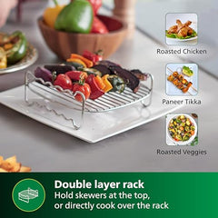Philips Airfryer Party Sizzler Kit with Double layer grill rack, skewers, HD9820/01, Compatible with Extra Large Airfryer