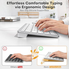 Emetok Wired Keyboard for Mac Users, 1 Cable 2 Plugs USB-C & USB-A, Silver