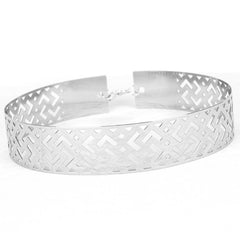 SYGA Waistband Dress Belt with Wide Band and Mirror Finish, for Women, Silver