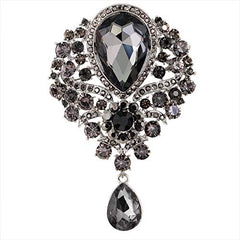 SYGA Brooch Pin Fashion Crystal Rhinestone Jewellery Pin Vintage Clothing Accessories Decoration Glass Pendant Gray Brooches For Women- S242
