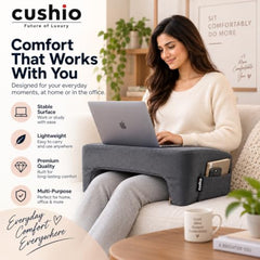 CUSHIO Lap Desk Pillow for Working on Laptop, Reading & Gaming (Grey)
