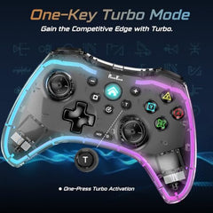 PunnkFunnk Gaming Controller Lite Wireless Bluetooth Gamepad for Android, iOS, PC & Smart TV with Turbo Function, Ergonomic Grip, Rechargeable Battery (X1 Pro Wired)