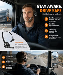 TECKNET Bluetooth Headset, Wireless On-Ear Headphones with Noise Cancelling Microphone, HS004, Black & White