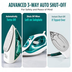 Warmex 2000W Steam Iron Press Black Non-Stick Soleplate | Powerful Steam Burst Removes Wrinkles From Clothes | Quick Heat Up 18-20 Gm Min Steam | Overheat Safety | Fabric Care Steamer Iron (Green)