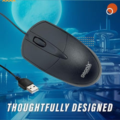 GEONIX Wired USB Mouse for Windows PC Desktop, Laptop, Notebook, Mac, computerand Chromebook, for Righty or Lefty Use, Black Colour, 1 Year Warranty.