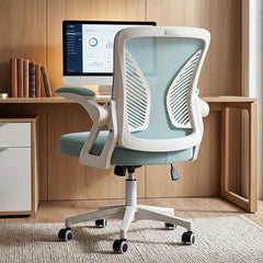 DROGO Comfortwing Premium Ergonomic Office Chair for Work from Home, High Back Computer Chair with Breathable Mesh, Armrest, Adjustable Seat, Rocking & Winged Back | Mesh Chair for Office (White/Blue)