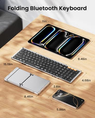 ProtoArc Foldable Bluetooth Keyboard, XK01 Full Size Folding Wireless Keyboard with Number Pad, Portable Travel Keyboard for Windows iOS Android Tablets, Laptops, iPad