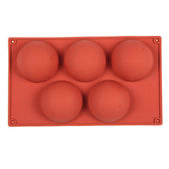 MOMISY Silicone Semi Sphere Mould, 5-Cavity Half Ball Baking Tray for Chocolate Bombs, Dome Cakes, Jelly, Soap, and Desserts – Oven & Freezer Safe