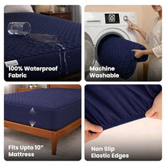 MY ARMOR Waterproof Mattress Protector King Size, 78x72, 6.5x6 feet, Double Bed Protector Sheet Cover, Breathable and Hypoallergenic Ultra Soft Fitted Terry Cotton Feel Fabric, Elastic Skirting, Grey