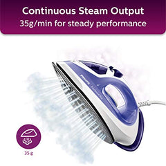 Philips Speed Pro DST3030/70 Steam iron, Green | 2400W, 40g/min Steam, 180g Steam Boost Ceramic Soleplate, Auto Shut-off, Drip Stop Technology, Large 300ml Water Tank