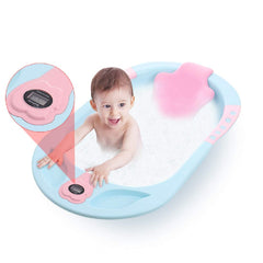 SYGA Baby Bathtub Newborn Flexibath Bathtub with Temperature Sensor and Stand for Baby(Blue)