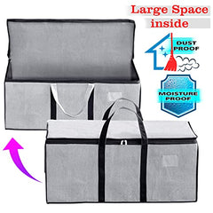 Storite Jumbo Super-Size 81 L Canvas Moisture Proof Heavy Duty Storage Bag | for Toys/Stationery/Blankets/Clothes/Moving Bags MultiPurpose With Strong Reinforced Handles Rectangular Cream (87x26x36 cm)