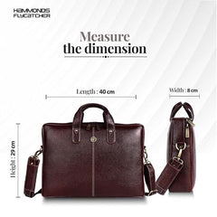 HAMMONDS FLYCATCHER Genuine Leather Office Bag for Men - 15.6 Inch Laptop Bag for Men for Professionals, Business Travelers - Adjustable Straps & Multiple Compartments - 1 Year Warranty - Brown