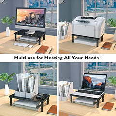 TARKAN Monitor Stand for Desk, Laptop PC Riser 3 Height Adjustable with Airflow Vents (Steel | Black)