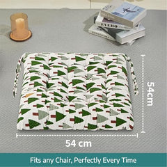 Kuber Industries 2 Pcs Cotton 16x16 Inch Chair Cushion for Sitting | Chairs Cushion For Home, Office, Dining Chair, Car, Meditation | Back Rest Support Chair Cushion with Ties | Plain - Cream