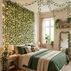 Go Hooked Artificial Hanging Creeper for Home Décor (Pack of 8, 6 Ft) | Money Plant Leaf Garland with 30 Leaves Each | Plastic Decorative Creeper for Balcony, Walls, Garden Decoration
