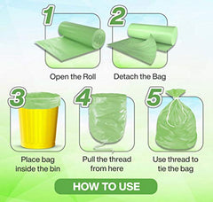 Shalimar Compostable Garbage Bags | Medium 19 X 21 Inches | 45 Bags (15 Bags X 3 Rolls) | Dustbin Bag/Trash Bag | (Green)