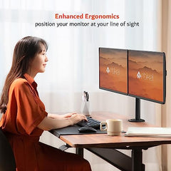 Artikel Double Monitor Desk Mount | Adjustable Heavy Duty Monitor Arms | VESA Mount with C Clamp & Grommet Mounting Base | Computer Monitor Stand for Screen up to 27 inch | Table Mounted | Black