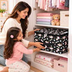 Storite 2 Pack Nylon Wardrobe Bag Underbed Cloth Storage Organizer | Moisture Proof Storage Bag, Storage box for Clothes Saree Bags, Zippered Closure & Handle - Magenta,37x34x23 cm