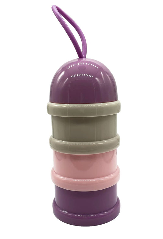 SYGA 3 Layer Cute Bear Portable Baby Food Milk Powder Storage Box Bottle Container_Purple (Design May Very)