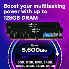 Crucial RAM 32GB DDR5 5600MT/s (or 5200MT/s or 4800MT/s) Desktop RAM Memory CT32G56C46U5