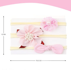 SYGA Baby Nylon Headband Bow Head Flower Children's Headwear Hair Accessories Set Of 3 Pcs (HairBand 3 - Color 1)