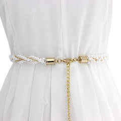 SYGA Pearl Waist Chain Belt Adjustable Decorative Belt Hollowed Tassel Waist Belts Suitable Size for Waist 26-40