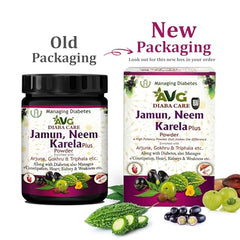 AVG Health Organics Diaba Care Karela Jamun Neem Powder 200g | Pack of 4 | Diabetes Control Ayurvedic Supplement with Arjuna, Gokhru & Triphala | Helps in Relieving Constipation | AYUSH & GMP Certified
