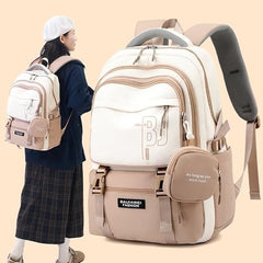 TS WITH TECHSUN College Laptop Backpack for Women & Teens with Zipper Pouch | School Bag for Girls 13-14 Years | 18 Inch Book Backpack | Travel School Bag, Tuition, Coaching (CAPYBARA - BROWN)