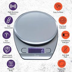 SKADIOO Kitchen Weighing Machine | 10 Kg Capacity | Digital Weighing Machine with Adapter | Weight Scale for Food | Kitchen Scale for Home, Shop & Commercial Use