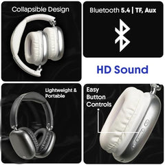 Walta Elite Zen On-Ear Wireless Headphones | BT 5.4, Foldable, Breathable Earmuffs, Voice Assistant, BT/AUX/TF, Adjustable Headband, Button Controls, Handsfree Calling