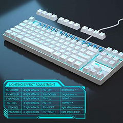 MageGee 75% Mechanical Gaming Keyboard with Brown Switch, LED White Backlit Keyboard, 87 Keys Compact TKL Wired Computer Keyboard for Windows Laptop PC Gamer - Retro Grey/White
