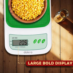 Dokro Digital Weighing Scale for Kitchen(LCD, Green), Kitchen Scale with High-Precision Sensors, TARE Function, 1g-10kg Range, with 2 AAA Batteries | Portable Food weight scale for home, baking, diet