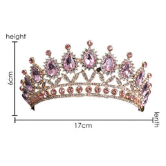 SYGA Princess Antique Bronze Crystal Rhinestone Bride Diamond Crown Tiaras Women Headband Wedding Jewelry Hair Accessories - Gold Pink