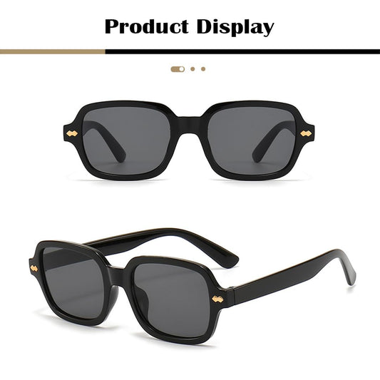 SYGA Men And Women Sun protection Retro Small Square Frame Sunglasses (Black frame black and gray film)