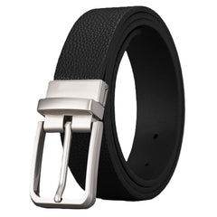 SYGA Men's PU Leather Belt Casual Lychee Pattern,122 cm Length, 3.3 cm Width (Black)