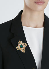 SYGA Brooch Pin Fashion Crystal Rhinestone Jewellery Pin Vintage Clothing Accessories Decoration Green Diamond Brooches For Women- S214