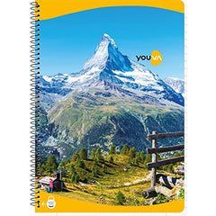 YOUVA Navneet|Spiral Long Book For Students And Executives|Spiral Bound With Safety Lock|A4 Size -21 X 29.7 Cm|Single Line|400 Pages|Pack Of 1