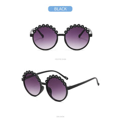 SYGA Children's Cute Flower Mirror Retro Round Fashionable UV - Protection Sunglasses 4 to15 years old Kids (Blue)