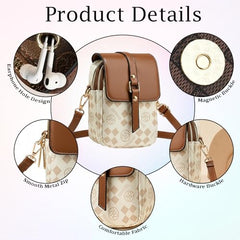 MOMISY Women’s Mini Crossbody Sling Bag | PVC Leather Mobile Phone Shoulder Bag with Magnetic Buckle & Adjustable Strap(Off-White)