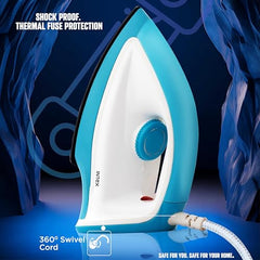 Intex Glidex Ease Dry Iron 1000W | Non-Stick Soleplate | Adjustable Temperature Control | Shock Proof Lightweight Dry Iron | Thermal Protection | Fast & Smooth Ironing for Home Use | 2 Year Warranty
