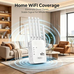 HIKwifi GIANAC 1200 Mbps Dual Band WiFi Extender with Ethernet Port, WiFi Repeater Dual Booster 2.4GHz and 5GHz, Wireless Internet Range Extender, Supports Up to 80 Devices for Home & Office