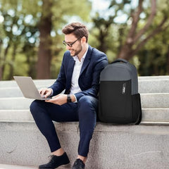 Safari Forge 34L Laptop Backpack, 3 compartments, Raincover, Antitheft pocket, Trolley Sleeve, Organizer, Bottle holder, Front pocket, College bag, school bag, Formal backpack, Color- Black