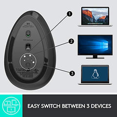 Logitech MX Vertical Advanced Ergonomic Mouse, Wireless via Bluetooth or Included USB Receiver