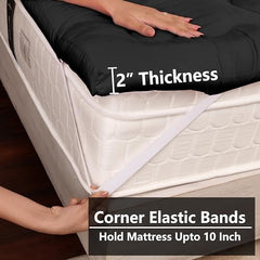 AVI Super Soft 500 GSM Microfiber Bed Mattress Topper for King Size 78x72 Inch | All Season Comfortable Sleep 2 Inch Thick Mattresses Padding King Size -(White, 6.5x6 Feet, 4 Corners Elastic Band)