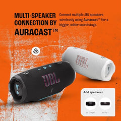 JBL Charge 6, Powerful Pro Sound with AI Sound Boost Wireless Portable Bluetooth Speaker,28 Hrs Playtime, Auracast Multi-Speaker Connection, Built in Power Bank, IP68 Waterproof Black & Orange